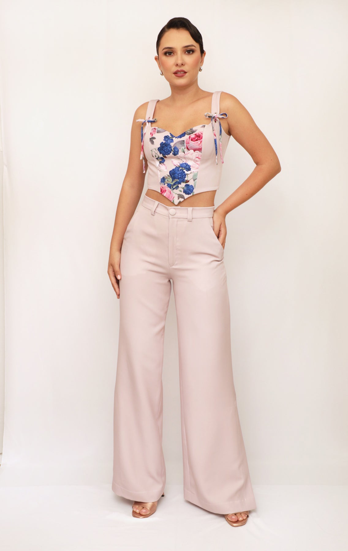 CROPTOP FLORENTINA •Rosas Perla